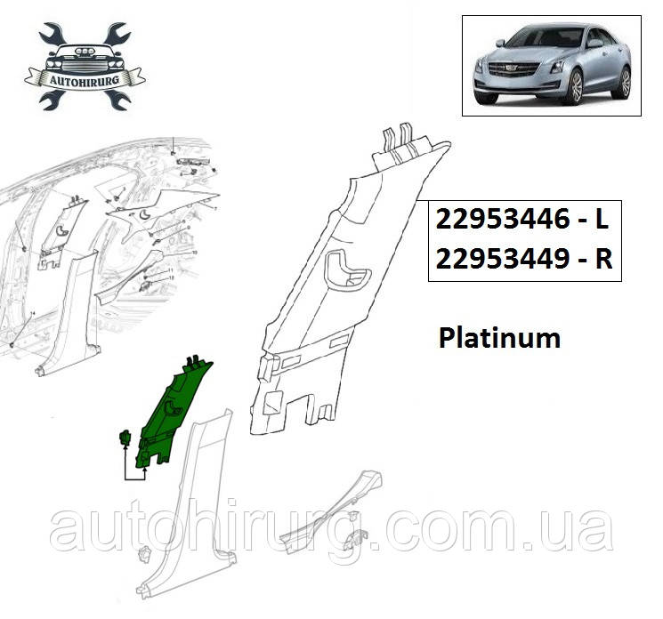 Накладка на стійку Cadillac ATS 22953446 / 22953449