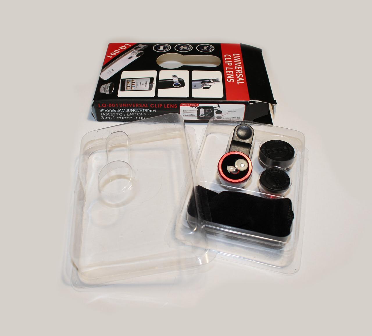 Лінзи для телефону (об'єктиви) 3 в 1 - FishEye, Super Wide, макро Selfie Cam Lens (чорний)