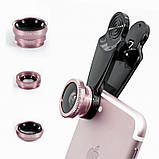 Лінзи для телефону (об'єктиви) 3 в 1 - FishEye, Super Wide, макро Selfie Cam Lens, фото 2