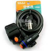 Велосипедний замок під ключ 8х75 см трос протиугонка вело замок