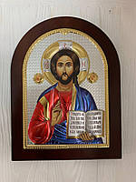 Ікона срібна з зображенням Ісуса Христа виконана на дереві