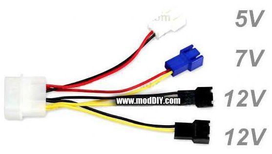 Перехідник для кулера MOLEX -> 4шт 5в + 7в + 2х 12в 3 pin hub CASE FAN