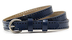 Вузький шкіряний ремінь для жінок Синій