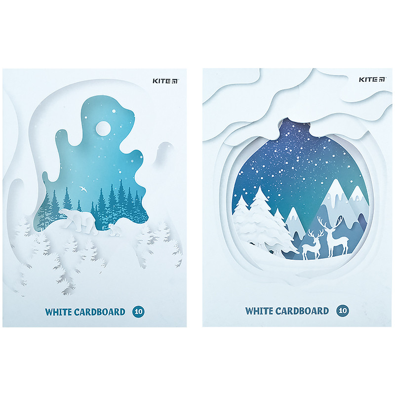 Картон білий односторонній А4 (10арк), папка, Kite