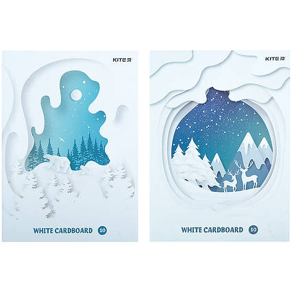 Картон білий односторонній А4 (10арк), папка, Kite, фото 1