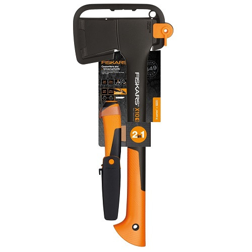 Набір Fiskars 1057914: Сокира Х10 S (121443) + Ніж з точилкою Fiskars (156017)