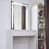 Білий столик для макіяжу, трюмо з LED підсвіткою