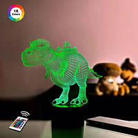3D нічник "Динозаврик 2" (ВОЛІЧНЕ ЗОБРАЖЕННЯ) + пульт ДК + мережевий адаптер + батарейки (3ААА)  3DTOYSLAMP
