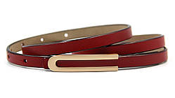 Шкіряний жіночий ремінь вузький Червоний