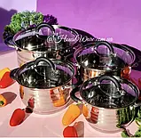 Набір кухонного посуду з неіржавкої сталі 8 предметів Edenberg EB-2412 Набір каструль для всіх різновидів плит, фото 2