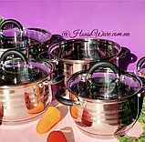 Набір кухонного посуду з неіржавкої сталі 8 предметів Edenberg EB-2412 Набір каструль для всіх різновидів плит, фото 3