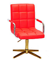 Крісло Augusto-Arm GD-Modern Base червоний 1007 шкірозамінників, на золотій хрестовині, фото 7