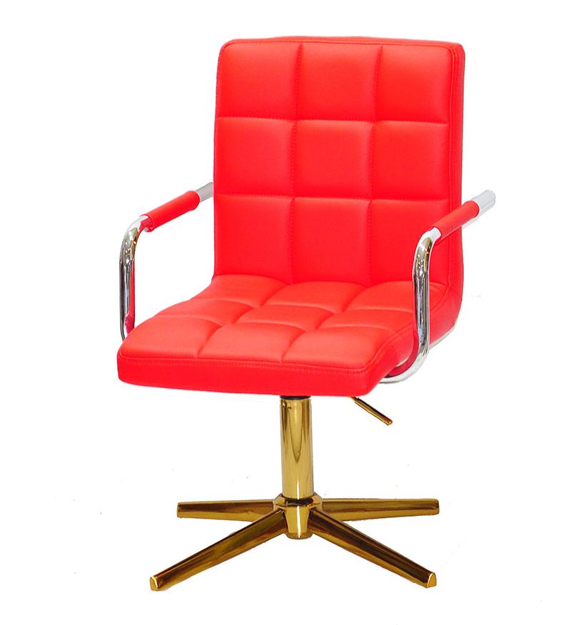 Крісло Augusto-Arm GD-Modern Base червоний 1007 шкірозамінників, на золотій хрестовині, фото 1