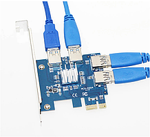 Плата розширення для райзерів відеокарта PCI-E 1x на 4х порту трійник розширювач райзерів