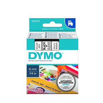 Картридж D1 DYMO 6 мм х 7 м прозорий пластик/чорний шрифт 43610/S0720770