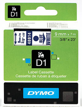 Картридж D1 DYMO 9 мм х 7 м білий пластик/синій шрифт 40914/S0720690
