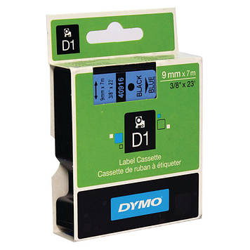 Картридж D1 DYMO 9 мм х 7м блакитний пластик/чорний шрифт 40916/S0720710