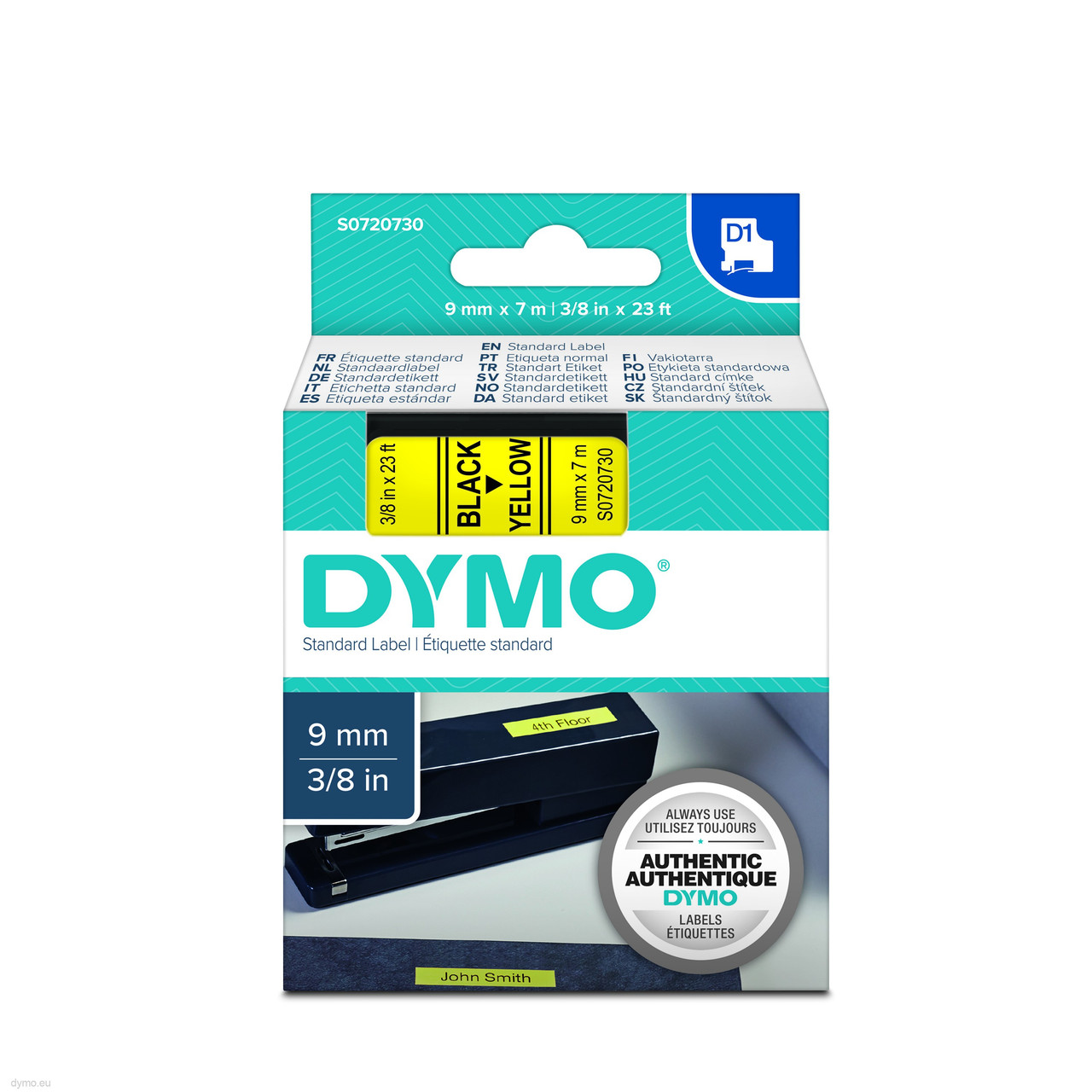 Картридж D1 DYMO 9 мм х 7м жовтий пластик/чорний шрифт 40918/S0720730