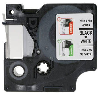 Картридж D1 DYMO 12 мм х 7м білий пластик/чорний шрифт 45013/S0720530