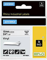 Стрічка вінілова Dymo 18445 Rhino для принтера етикеток 19 мм x 5,5 м, чорна на білому S0718620