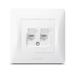 VIDEX BINERA Розетка CAT6 + CAT3 подвійна біла