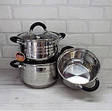 Набір кухонного посуду з неіржавкої сталі 6 предметів Edenberg EB-2411 Набір каструль для всіх різновидів плит, фото 4