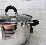 Набір кухонного посуду з неіржавкої сталі 6 предметів Edenberg EB-2411 Набір каструль для всіх різновидів плит, фото 9