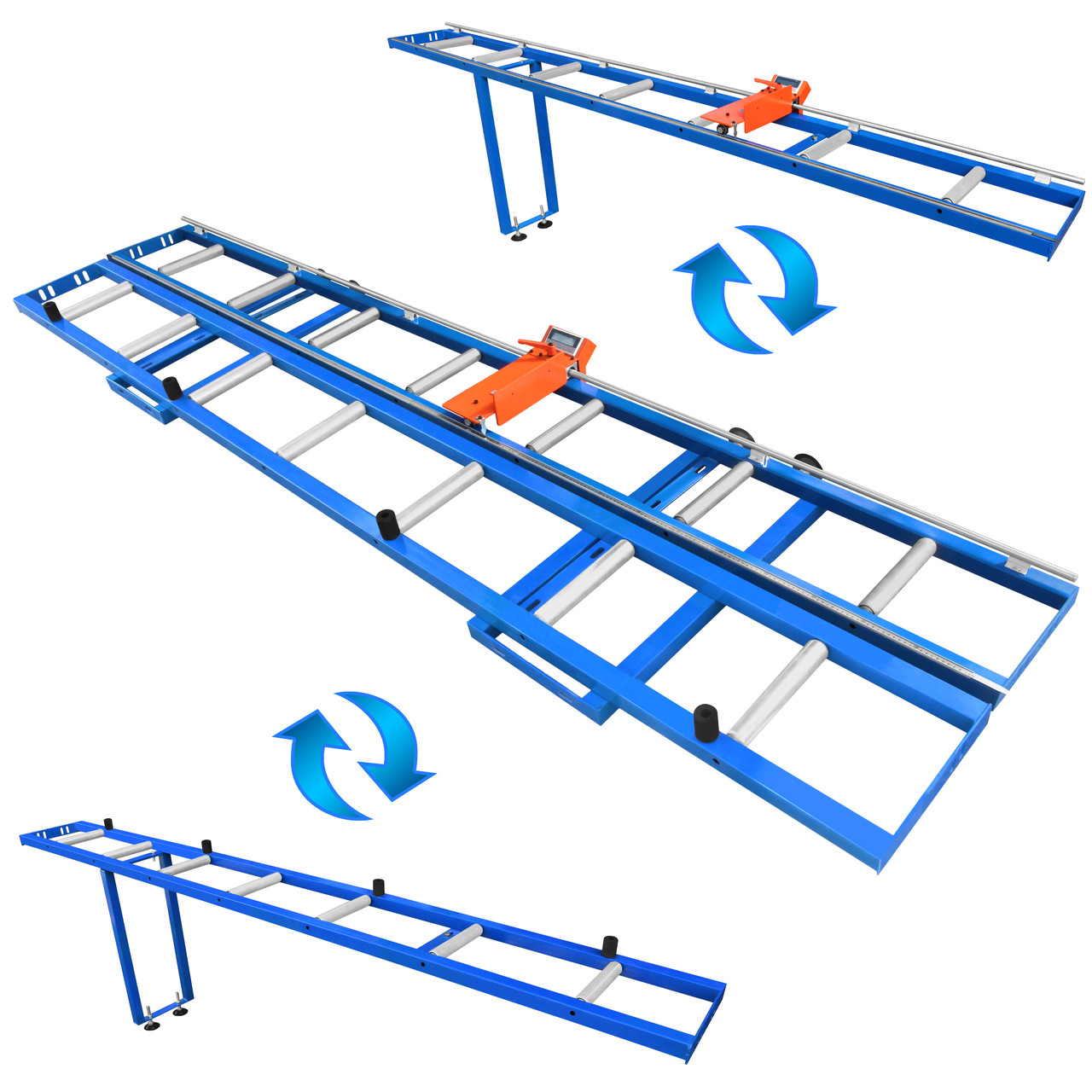 Цифровий вимірювальний рольганг RMD-6000/2-M-1LG, електронна лінійка позиціонер з упором, роликовий конвеєр