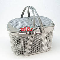 Кошик пластиковий для пікніка 25 л 44х31х27 см (колір — сірий) Irak Plastik SP-125-7