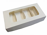 Картонна коробка для міні еклерів з віконцем 3 штуки (220*110*40)