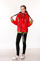 Демісезонна куртка з підтяжками для дівчинки Nestta червона розмір 152
