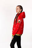 Демісезонна куртка з підтяжками для дівчинки Nestta червона розмір 152, фото 3