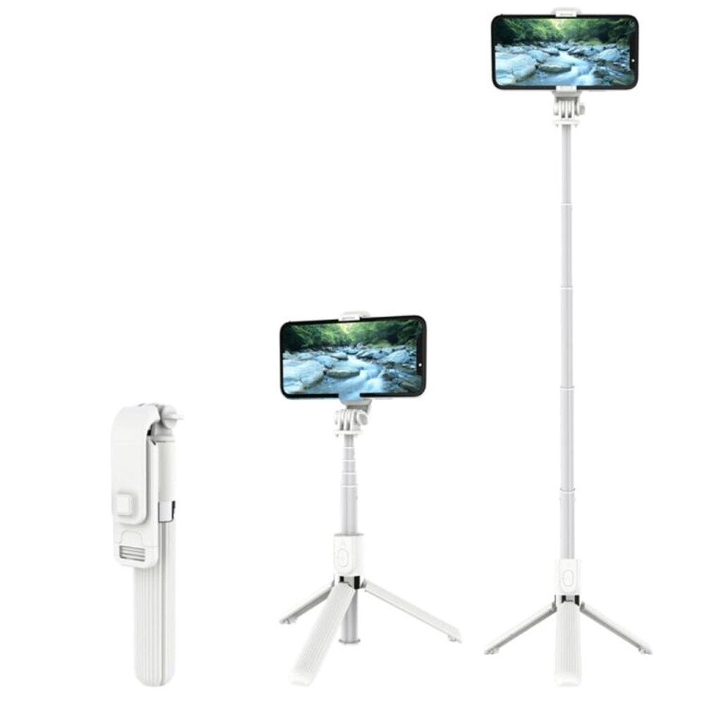 Селфі палиця монопод трипод для телефону 3 в 1 білий Бездротовий штатив для смартфона з пультом блютуз L03, фото 1