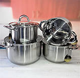 Набір кухонного посуду з неіржавкої сталі 8 предметів Edenberg EB-4003 Набір каструль для індукційної плити, фото 5