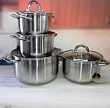 Набір кухонного посуду з неіржавкої сталі 8 предметів Edenberg EB-4003 Набір каструль для індукційної плити, фото 3