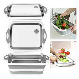 Обробна дошка складна Багатофункціональна миска-кошик трансформер для фруктів і овочів Chopper 3 в 1