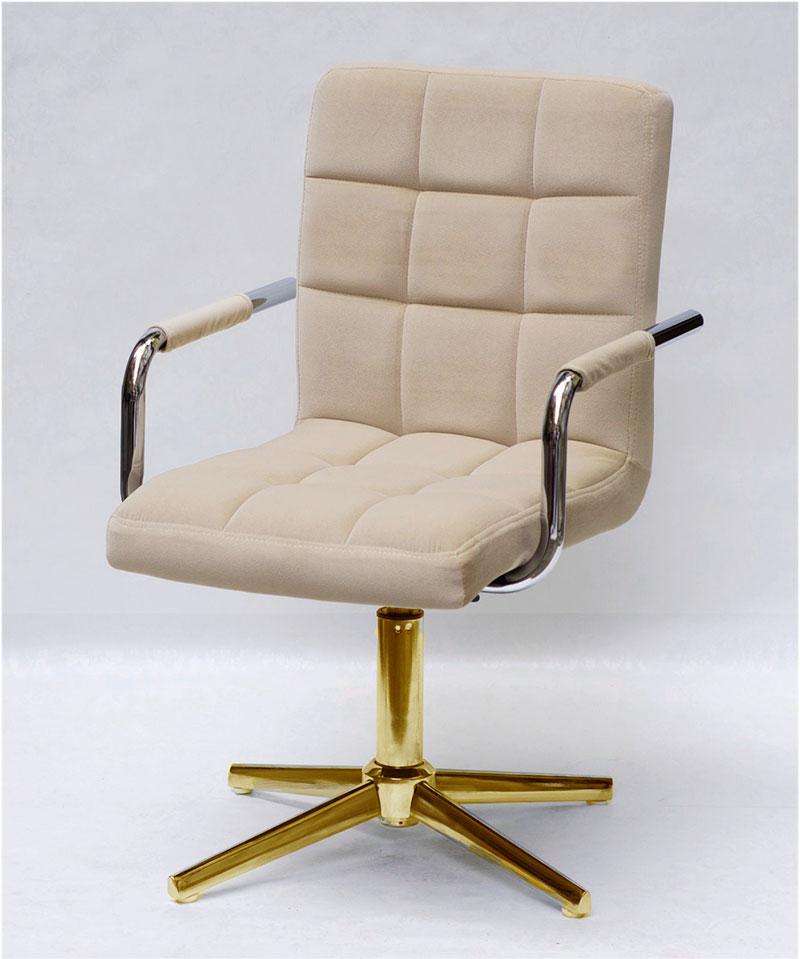 Крісло Augusto-Arm GD-Modern Base бежевий 1005 велюр з підлокітниками, на золотій хрестовині, фото 1