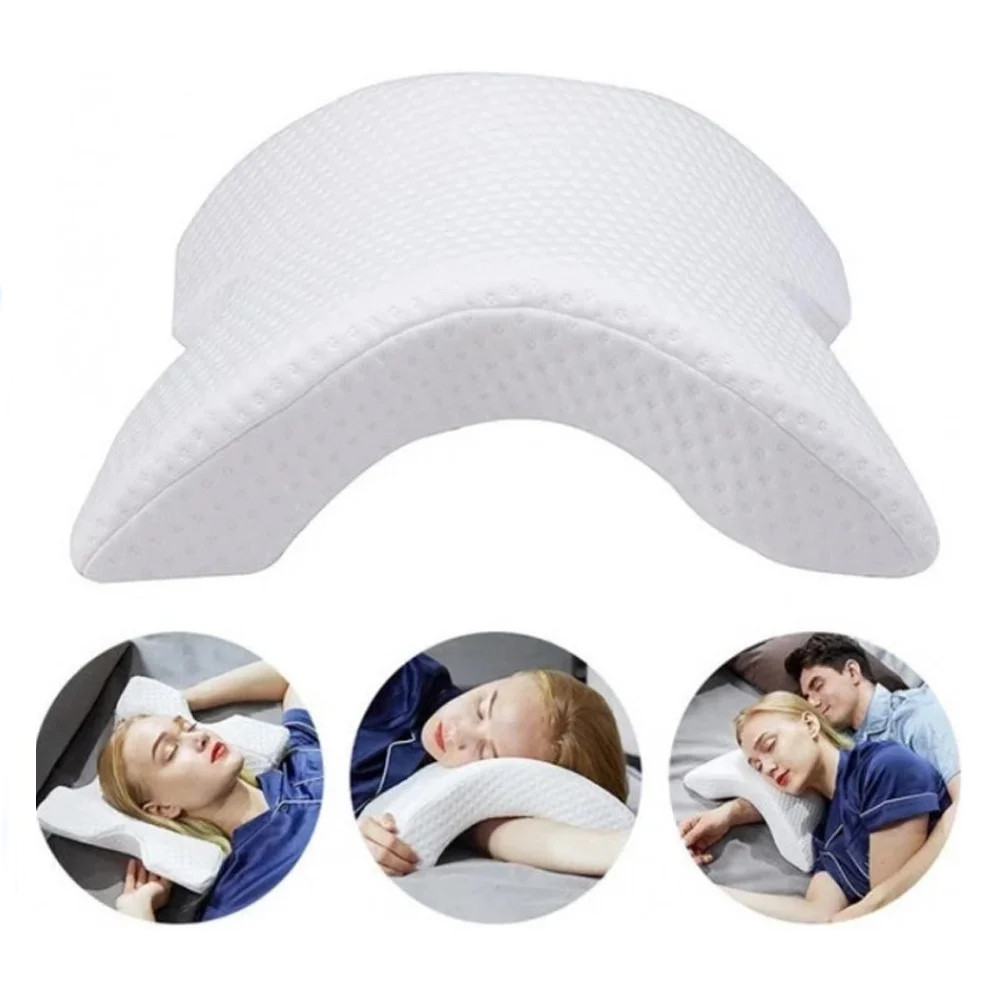 Ортопедична Подушка тунель з пам'яттю Memory Foam Pillow з тунелем для руки для шиї з піною Біла
