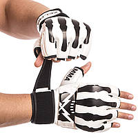 Перчатки для смешанных единоборств MMA (детские/взрослые) Zelart BO-1395 белый-чёрный М/20-22 см;