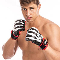 Рукавички для змішаних єдиноборств MMA (дитячі/дорослі) Zelart BO-1395 білий-червоний-чорний