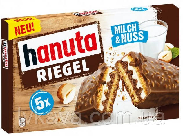 Вафельний батончик Hanuta Riegel Milch & Nuss, 5 x 34,5 гр, фото 2