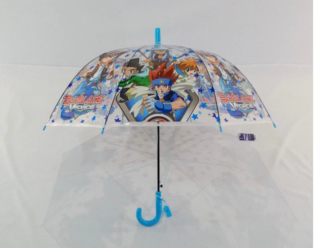 Зонт зонтик трость детский BEYBLADE полуавтомат прозрачный 8 спиц, диаметр купола 74 см со свистком на 4-9 лет - фото 3 - id-p609291238