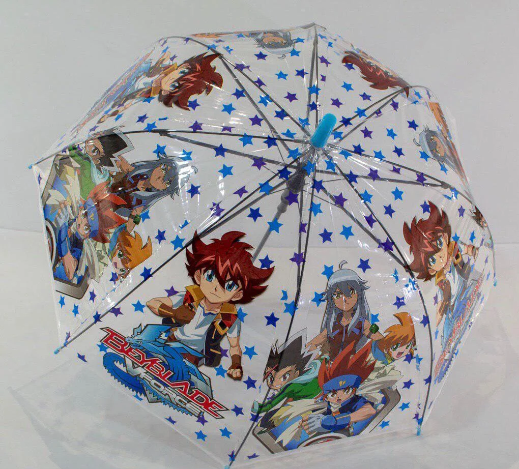 Зонт зонтик трость детский BEYBLADE полуавтомат прозрачный 8 спиц, диаметр купола 74 см со свистком на 4-9 лет - фото 1 - id-p609291238