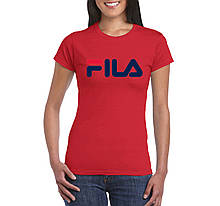 Жіноча бавовняна футболка Філа (Fila) з брендовим логотипом,