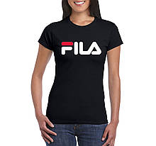 Жіноча бавовняна футболка Філа (Fila) з брендовим логотипом,