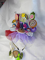 Обідок для костюма цукерка . Ободок і брошка цукерочка