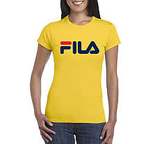 Жіноча бавовняна футболка Філа (Fila) з брендовим логотипом,