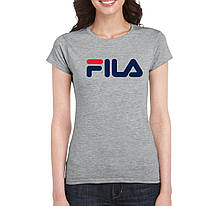 Жіноча бавовняна футболка Філа (Fila) з брендовим логотипом,