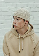 Зимняя шапка бини Staff light beige светлый беж SS0437