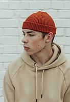 Зимняя шапка бини Staff dark orange кирпичный SS0435